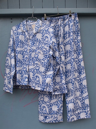 Craft Sisters Pyjamas Blockprint Blue Flower